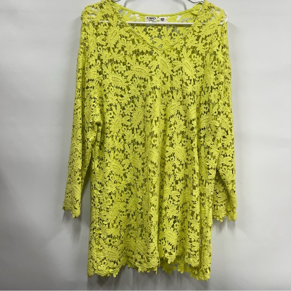Cato Women's 18/20w crochet knit Lace Top beach swim cover up FLAWED